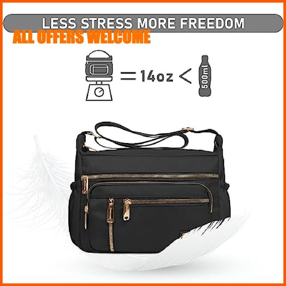 Waterproof Crossbody Bag Multi-Pocket Shoulder Purse Lightweight Polyester - Picture 3 of 8